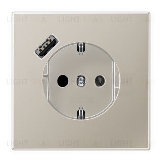 Розетка с заземлением + USB тип A, Jung 16А/250В нержавеющая сталь ES1520-18A-L ES1520-18A-L