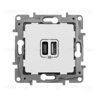 Розетка USB двойная для зарядки 3.0А тип-А+C 5V/3000мА Legrand Etika белый 672236 672236