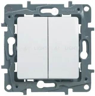 Выключатель-переключатель двухклавишный на зажимах Legran Etika Plus 10A (белый) 672212 672212