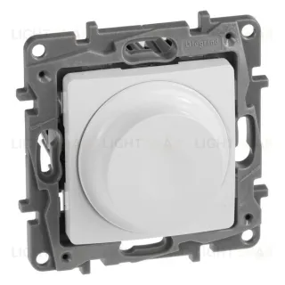 Светорегулятор с поворотной ручкой без нейтрали 5-300Вт, LED 5-75Вт, Legrand Etika белый 672219 672219
