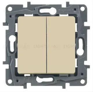 Выключатель двухклавишный на винтах Legran Etika 10A (слоновая кость) 672302 672302
