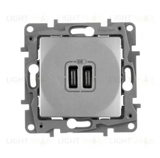 Розетка USB двойная для зарядки 3.0А тип-C+C 5V/3000мА Legrand Etika алюминий 672435 672435