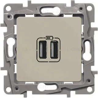 Розетка USB двойная для зарядки 240В/5В 2400мА Legrand Etika слоновая кость 672394 672394