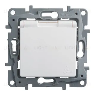 Розетка электрическая Legrand Etika с заземлением IP44 с крышкой, безвинтовые зажимы (белая) 672232 672232