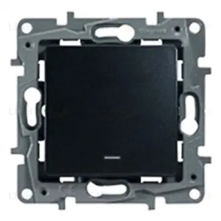 Выключатель одноклавишный с подсветкой на винтах Legran Etika 10A (антрацит) 672603 672603