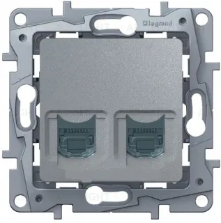 Розетка телефонна + компьютерная Legrand Etika RJ45 кат. 5 UTP (алюминий) 672452 672452