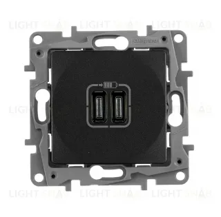 Розетка USB двойная для зарядки 3.0А тип-C+C 5V/3000мА Legrand Etika антрацит 672635 672635