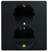 Розетка двойная электрическая Legrand Etika Plus с заземлением со шторками, безвинтовые зажимы (антрацит) 672633 672633