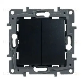 Выключатель двухклавишный на винтах Legran Etika 10A (антрацит) 672602 672602