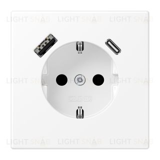 Розетка с заземлением + USB тип A+C, Jung 16А/250В белый матовый LS1520-15CAWWM LS1520-15CAWWM