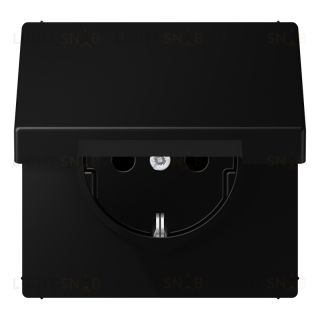 Розетка с заземлением Jung 16А/250В с откидной крышкой и уплотнительной мембраной IP44, черный матовый 551WU+LS1520BFKLSWM 551WU + LS1520BFKLSWM