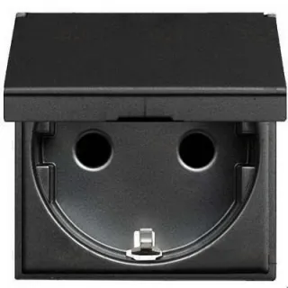 Розетка с заземлением с крышкой и защитными шторками ABB Niessen Zenit 16А (антрацит) 2CLA228810N1801 2CLA228810N1801