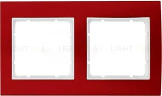 Рамкa двойная Berker B.3, алюминевая, красный/полярная белизна 10123022 10123022