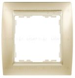 Рамка Simon 82 на 1 пост - шампань матовый с металлической вставкой 82914-34 82914-34