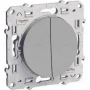 Выключатель двуклавишный проходной Schneider Electric Odace алюминий S53R213 S53R213