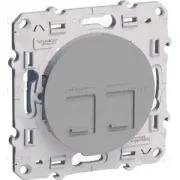 Интернет розетка двойная Schneider Electric Odace 2хRJ45, 5 категории алюминий S53R481 S53R481