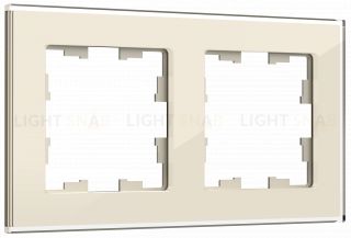 Рамка двойная IEK Brite Decor ванильный глянец стекло BR-M22-G-K10 BR-M22-G-K10