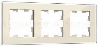 Рамка тройная IEK Brite Decor ванильный глянец стекло BR-M32-G-K10 BR-M32-G-K10