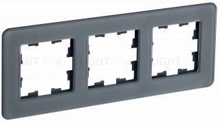Рамка тройная скругленная IEK Brite Decor графит матовый стекло BR-M32-G-41-K53 BR-M32-G-41-K53