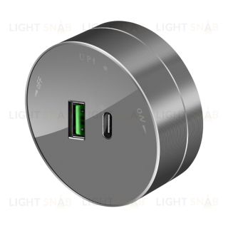 Розетка 2хUSB (тип А+С) Systeme Electric MuitiTrack 18Вт, 5В/3А, графит MTK13003G MTK13003G