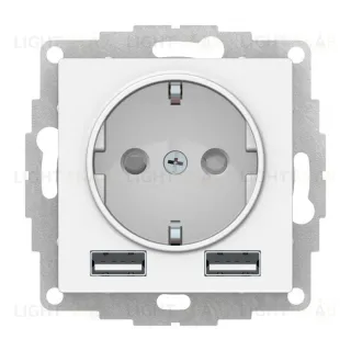 Розетка с заземлением и с 2 USB A+A, 2х5В/1,2А, System Electric ArtGallery 16А, белый GAL000108+ATN000130 GAL000108 + ATN000130