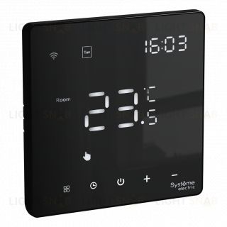 Термостат программируемый с Wi-Fi для электрического теплого пола Systeme Electric ArtGallery, в сборе 16А, черный, GAL001038 GAL001038