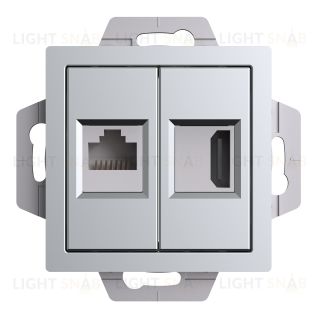 Розетка HDMI + интернет розетка 5 кат., System Electric ArtGallery, алюминий GAL000308+ATN000382 GAL000308 + ATN000382