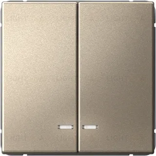 Выключатель двухклавишный с подсветкой System Electric ArtGallery 10А, шампань GAL000553S GAL000553S