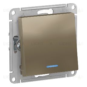 Выключатель одноклавишный проходной с подсветкой System Electric ArtGallery 10А, шампань GAL000508+ATN000563 GAL000508 + ATN000563