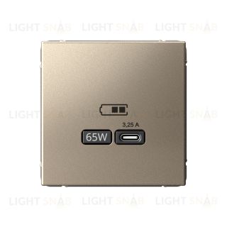 Розетка USB для зарядки System Electric ArtGallery тип-C 65W высокоскор.заряд. QC, PD, шампань GAL000527 GAL000527