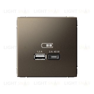 Розетка USB для зарядки двойная System Electric ArtGallery A + тип-C 45W высокоскор.заряд. QC, PD, мокко GAL000629 GAL000629