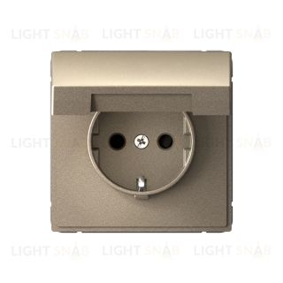Розетка с заземлением со шторками и крышкой System Electric ArtGallery 16А IP20, шампань GAL000546 GAL000546