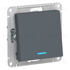 Выключатель одноклавишный проходной с подсветкой System Electric ArtGallery 10А, грифель GAL000708+ATN000763 GAL000708 + ATN000763