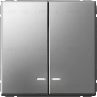 Выключатель двухклавишный с подсветкой System Electric ArtGallery 10А, сталь GAL000953S GAL000953S