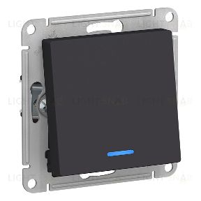 Выключатель одноклавишный проходной с подсветкой System Electric ArtGallery 10А, карбон GAL001008+ATN001063 GAL001008 + ATN001063