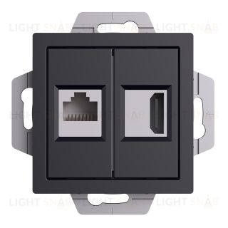 Розетка HDMI + интернет розетка 5 кат., System Electric ArtGallery, карбон GAL001008+ATN001082 GAL001008 + ATN001082