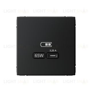 Розетка USB для зарядки System Electric ArtGallery тип-C 65W высокоскор.заряд. QC, PD, карбон GAL001027 GAL001027