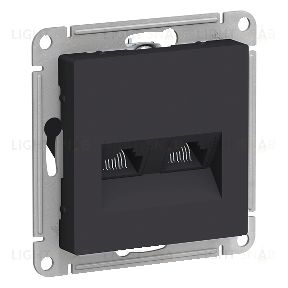 Розетка компьютерная двойная System Electric ArtGallery RJ45 5 кат., карбон GAL001008+ATN001085 GAL001008 + ATN001085