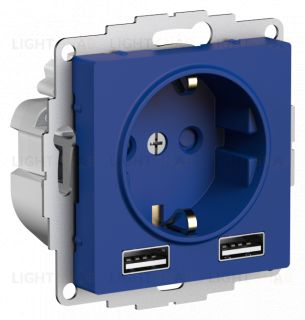 Розетка с заземлением и с 2 USB A+A, 2х5В/1,2А, System Electric ArtGallery 16А, аквамарин GAL001108+ATN001130 GAL001108 + ATN001130