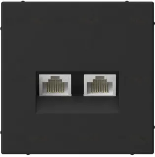 Розетка компьютерная двойная RJ45 5е кат. System Electric ArtGallery, карбон GAL001085 GAL001085