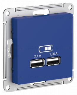 Розетка USB двойная для зарядки System Electric ArtGallery 2,1А, аквамарин GAL001108+ATN001133 GAL001108 + ATN001133