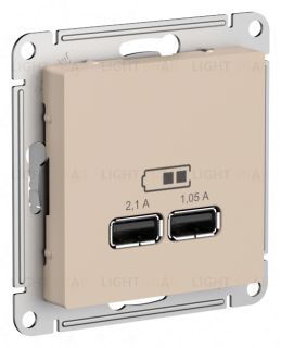 Розетка USB двойная для зарядки System Electric ArtGallery 2,1А, песочный GAL001208+ATN001233 GAL001208 + ATN001233