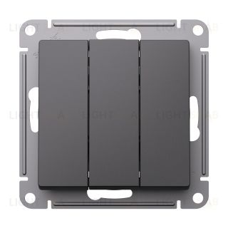 Выключатель трехклавишный System Electric ArtGallery 10А, базальт GAL001408+ATN001431 GAL001408 + ATN001431