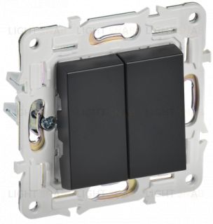 Выключатель 2-клавишный проходной 10А IEK Skandy черный SK-V22-0-10-K02 SK-V22-0-10-K02