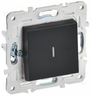 Выключатель 1-клавишный проходной с подсветкой 10А IEK Skandy черный SK-V12-1-10-K02 SK-V12-1-10-K02