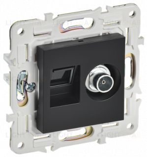 Розетка двойная TV+RJ45, 5 кат. IEK Skandy, черный SK-AK20-1-K02 SK-AK20-1-K02