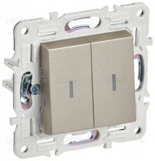 Выключатель 2-клавишный с подсветкой 10А IEK Skandy шампань SK-V20-1-10-K37 SK-V20-1-10-K37