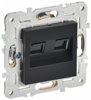 Розетка интернет двойная RJ45 кат.6 IEK Skandy черный SK-K20-2-K02 SK-K20-2-K02