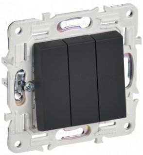 Выключатель трехклавишный 10А IEK Skandy графит SK-V30-0-10-K53 SK-V30-0-10-K53