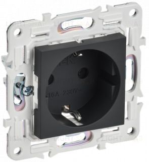 Розетка с заземлением с защитными шторками 16А безвинтовое крепление IEK Skandy графит SK-R14-16-1-K53 SK-R14-16-1-K53